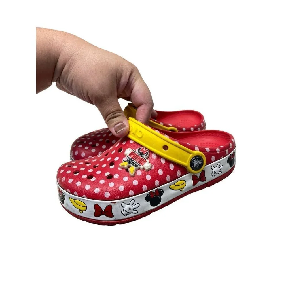 Crocs Disney Parks Minnie Mouse Kids Crocband Red Clogs Junior Size 1